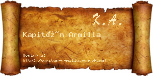 Kapitán Armilla névjegykártya